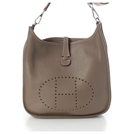 Hermès-Sac à épaule Hermes Evelyne III Clemence-Marron