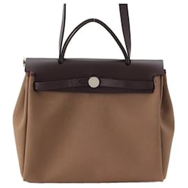 Hermès-Sac Hunter Vache Toile Officier Hermes-Gris