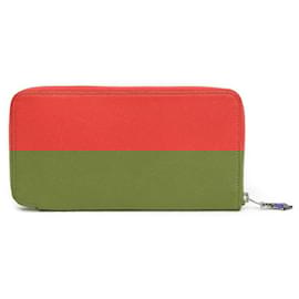 Hermès-Portefeuille Long en Cuir Rouge Hermes Azap Silk'in-Rouge