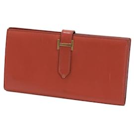 Hermès-Portefeuille en cuir Soufflé Bearn d'Hermès-Orange
