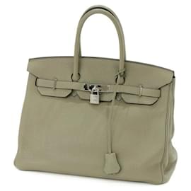 Hermès-Sac à main Hermes Birkin 35 Clemence 2016-Marron,Beige