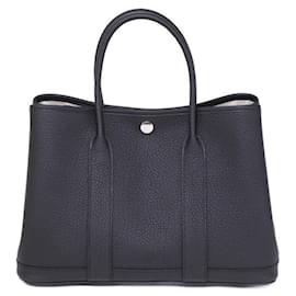 Hermès-Sac Tote TPM Garden Party en cuir noir Hermes-Noir