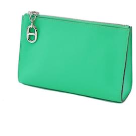 Hermès-Pochette zippée en cuir Evercolor Hermes Ango PM-Vert
