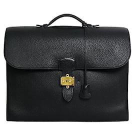 Hermès-Hermes Togo Sac a Depeche 38 Briefcase-Black