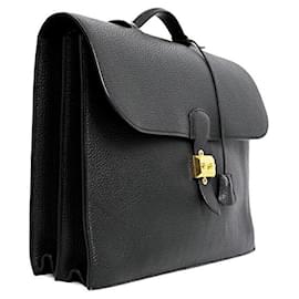 Hermès-Hermes Togo Sac a Depeche 38 Briefcase-Black