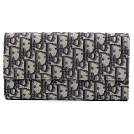 Dior-Dior Oblique Jacquard Long Flap Wallet-Black