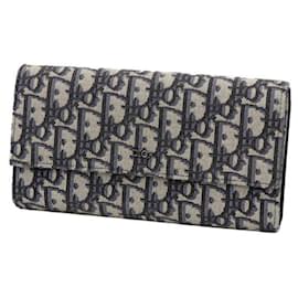 Dior-Dior Oblique Jacquard Long Flap Wallet-Black