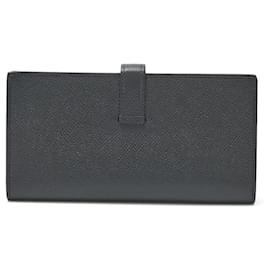 Hermès-Portefeuille Long Soufflé Bearn Epsom Hermes Noir Or-Noir