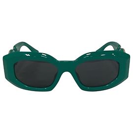 Óculos de sol ovais em acetato verde com detalhe da cabeça de Medusa da Versace Verde
