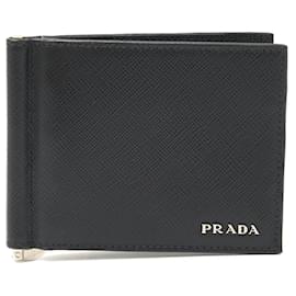 Prada-Prada Saffiano Leather Money Clip Wallet-Black