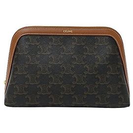 Céline Celine Triomphe Canvas Cosmetic Pouch Brown