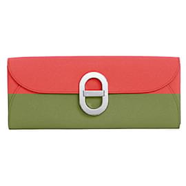 Hermès-Portefeuille Long à Épaule Hermes Cheyne d'Ancre-Rose
