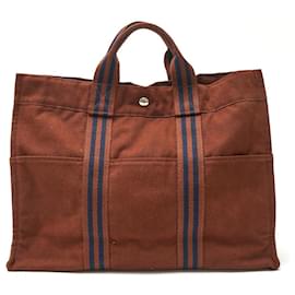 Hermès-Sac fourre-tout en toile Hermes-Marron