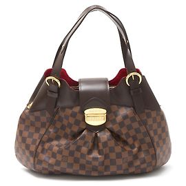 Louis Vuitton Sistina GM Damier Ebene Leather Handbag Brown