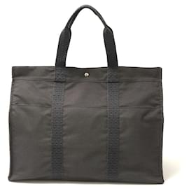 Hermès-Sac à main en toile Herline d'Hermès-Gris