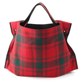 Comme des Garcons Canvas Check Tote Bag Red