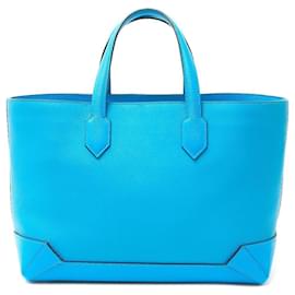 Hermès-Sac à main Hermes Maxi Box Cabas 30 Bleu-Bleu