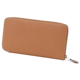 Hermès-Portefeuille Long en Soie Azap Hermes Marron-Marron