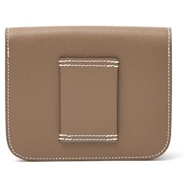 Hermès-Portefeuille Slim Constance Hermes Greige Or-Doré,Métallisé