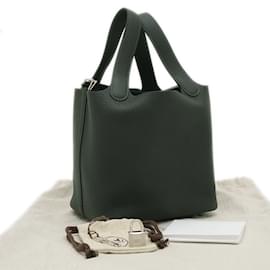 Hermès-Sac à main Hermes Picotin Lock PM-Vert foncé