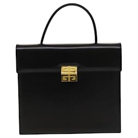 Givenchy-GIVENCHY Hand Bag Leather 2way Black Gold Auth 121947-Black,Golden