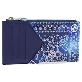 Louis Vuitton-LOUIS VUITTON Monogram Bandana Coin Card Holder Blue M81432 LV Auth 120172AM-Blue