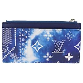 Louis Vuitton-LOUIS VUITTON Monogram Bandana Coin Card Holder Blue M81432 LV Auth 120172AM-Blue
