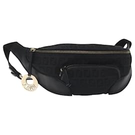 Fendi-Sac à dos en toile Zucchino FENDI noir et or Auth yk18113-Noir,Doré
