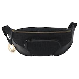 Fendi-Sac à dos en toile Zucchino FENDI noir et or Auth yk18113-Noir,Doré
