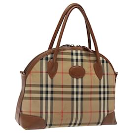 Autre Marque-Burberrys Nova Check Hand Bag Canvas Beige Auth BA1647-Beige