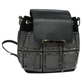 Christian Louboutin Backpack Leather Black Silver Auth bs25217 Black Silvery