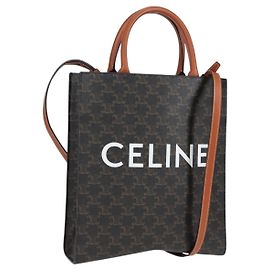 Céline CELINE Triomphe Sac Cabas Vertical en PVC Cuir Noir Or Auth nb490M Noir Doré