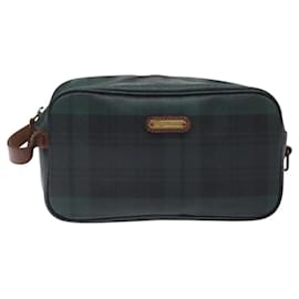 Autre Marque-Poro Ralph Lauren Tartan Check Clutch Bag PVC Green Auth BA1567-Green