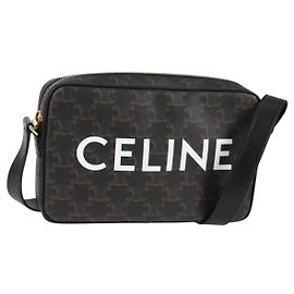 Céline Borsa a Spalla CELINE Triomphe in Pelle PVC Nera e Oro Auth nb463M Nero D'oro