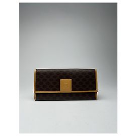 Céline Vintage Celine Paris leather monogram wallet brown Brown