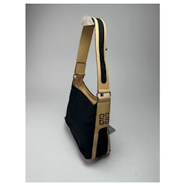 Givenchy-Vintage Givenchy 4G Leather canvas Bag black brown-Black