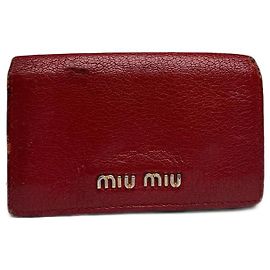 Tarjetero de cuero Miu Miu vintage rojo Roja