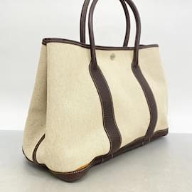 Hermès-Sac Tote Hermes Jardin PM Toile H-Marron
