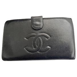 Chanel Timeless Caviar leather wallet black Black
