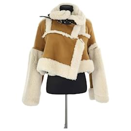 Sacai Abrigo de cuero camel Camello