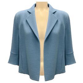 Akris hellblaue cropped Wollcrepe-Jacke Blau