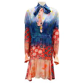 Peter Pilotto Blue / Red Silk Layered Dress Multiple colors