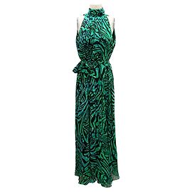 Vestido maxi sem mangas com cinto impresso Fuzzi verde / preto Verde