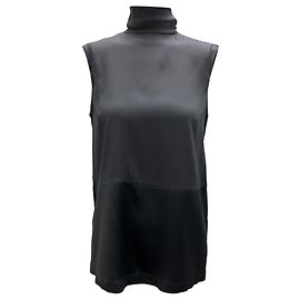 Top de seda sin mangas gris carbón Brunello Cucinelli Gris