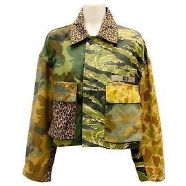 Giacca cropped R13 Multi Camo Abu Verde