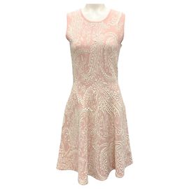 Robe en tricot jacquard rose clair / blanc de Zac Posen Rose