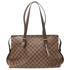 Bolsa Chelsea em lona Damier e couro Louis Vuitton Marrom