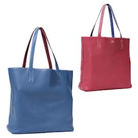 Hermès-Sac tote Hermes Double Sens 36-Bleu