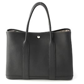 Hermès-Sac tote en cuir Hermes Garden Party 36 PM-Noir