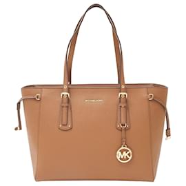 Michael Kors-Michael Kors Voyager Medium Tote Bag Brown Leather-Brown